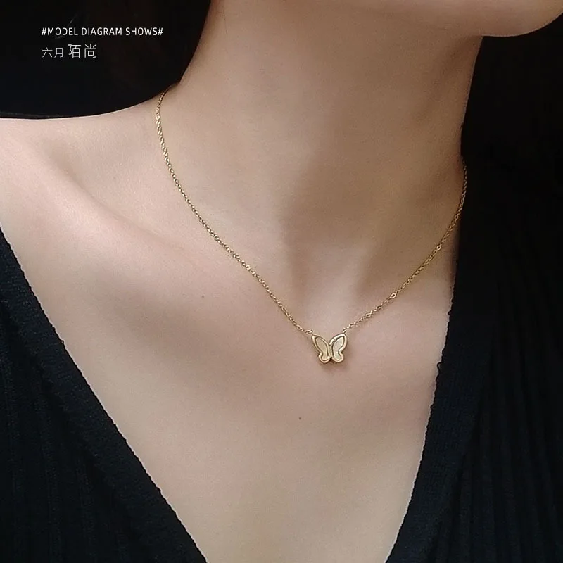 18K Золотые женские Лидер продаж колье и серьги-гвоздики в форме бабочки нержавеющая сталь Ювелирные