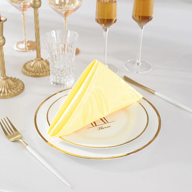 Polyester Luxury Damask Mouth Cloth Napkin Reusable Restaurant Wedding Decorate Table Dinner Polyester Fabric Napkin