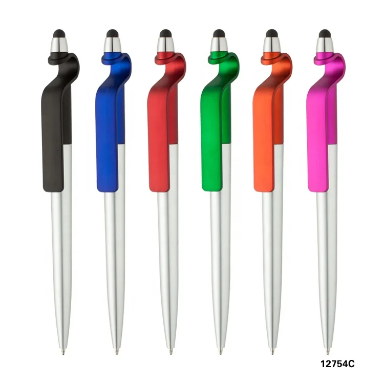 3 в 1 рекламный стилус для сенсорных экранов, пластиковая шариковая ручка с держателем для телефона