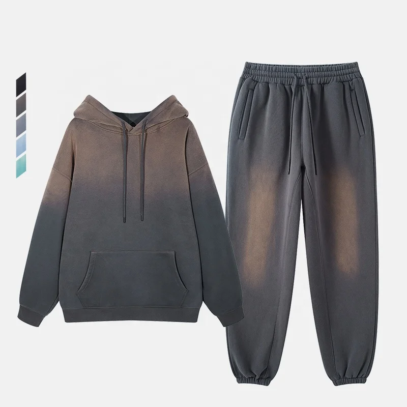 Hoodie Set Unisex Gradient Hoodie 2 Piece Sweatsuit Set 100% cotton hoodie and sweatpants set