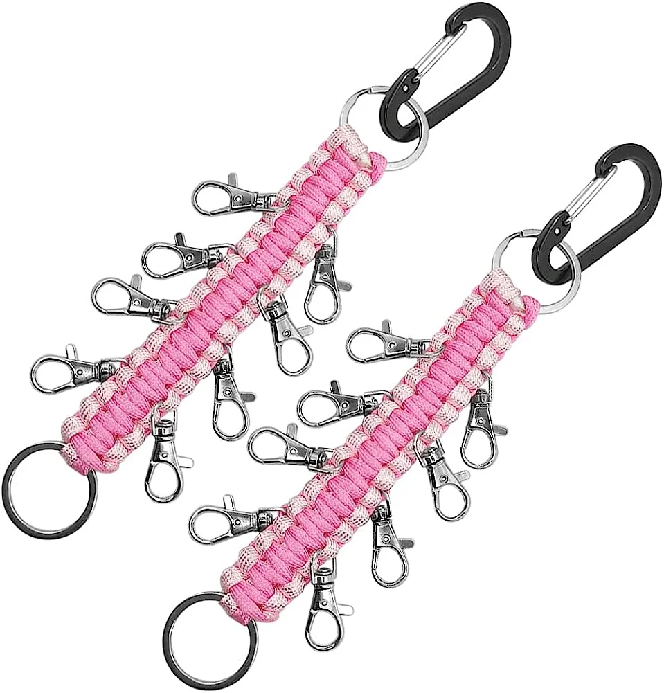 Hooshing Cheer Bows Holder Handmade Carabiner Paracord Keychain for Teen Girls Cheerleading Sports