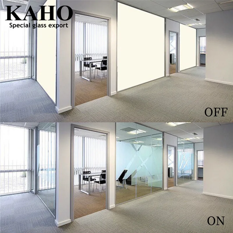 Smart Opaque Wall Window Glass Change From Clear To Opaque , Film Electricity Electric Current Glass That Turn Opaque