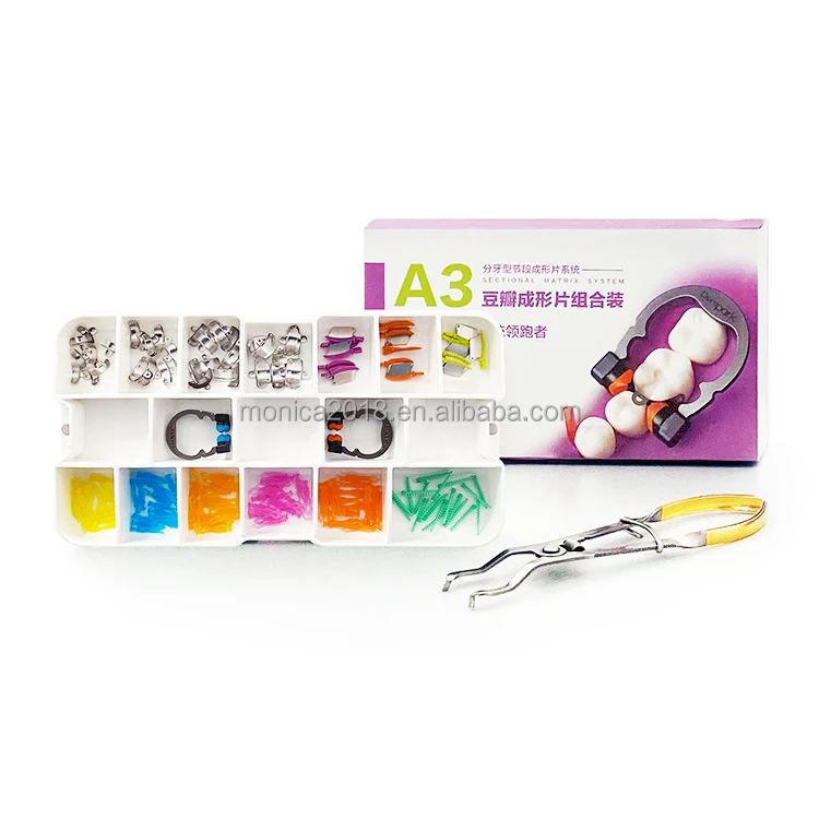 Dental Orthodontic Materials Hospital Oral Instruments 168pcs Dental Matrix Bands Kit Sectional Matrix System A3