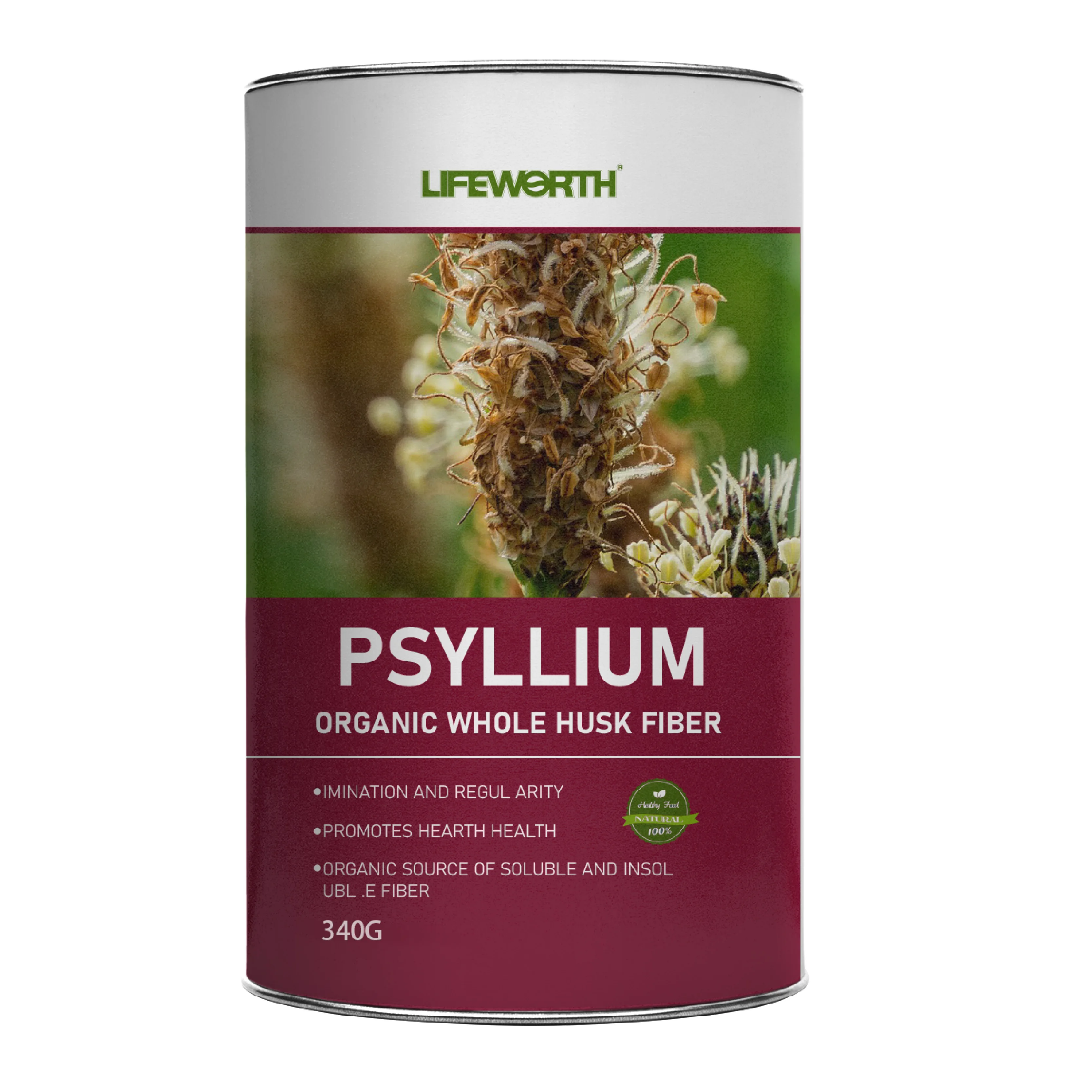 LIFEWORTH Whole Psyllium Husks Herbal Powder Soluble Fiber
