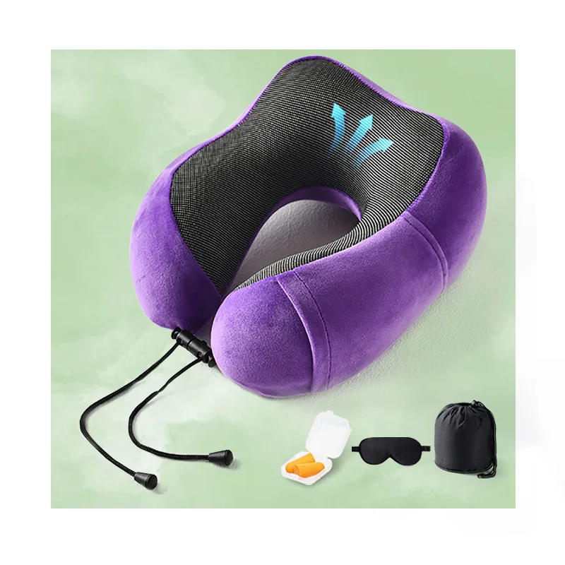 2024 Wholesale Comfortable  Neck Pillow u shape Plane Pillow for Traveling with Storage Bag for Sleeping