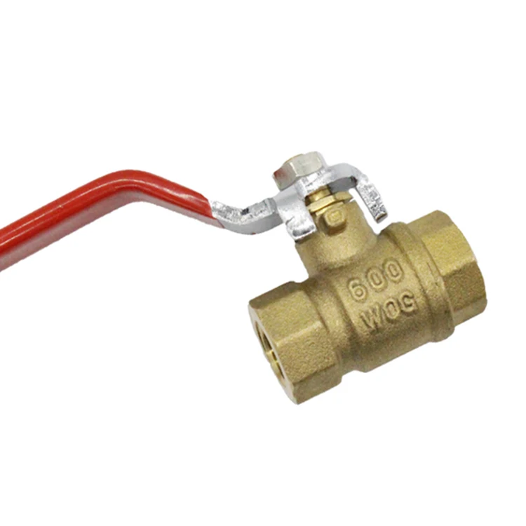 Brass Ball Valve DN20 PN25 Forged Brass Ball Valve Red Handle 1/2 Inch Nickel Plated