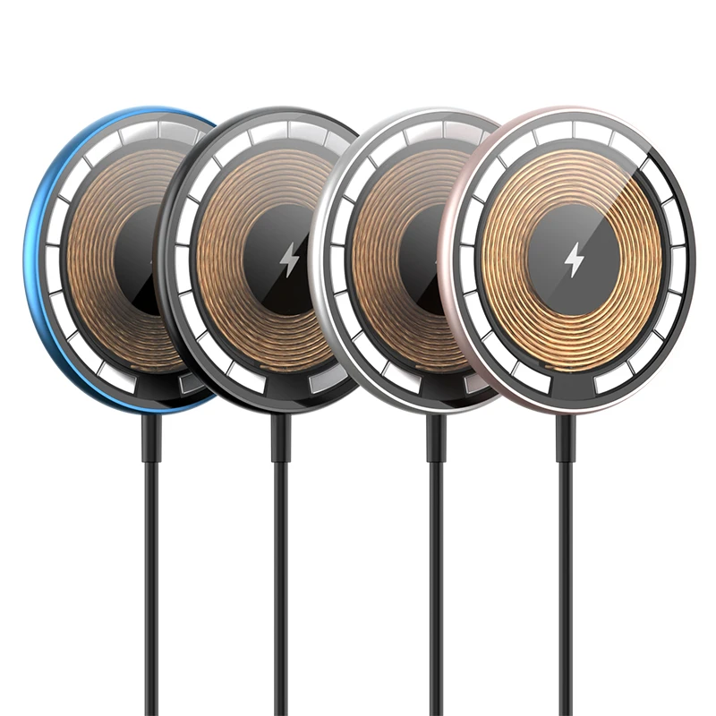 W02A Power4 2023 newest N52 Portable Light Thin PD Qi 15W Fast Charging Transparent Magnetic Wireless Charger