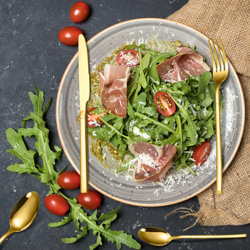 Hot Sale Products Reusable Portable Camping Rose Gold Stainless Steel Cutlery Set Fork Spoon Knife