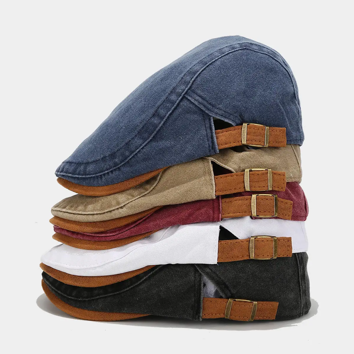 New Design PU Beret Hat Autumn Winter Panda Faux Leather Flat Top Ivy Hat