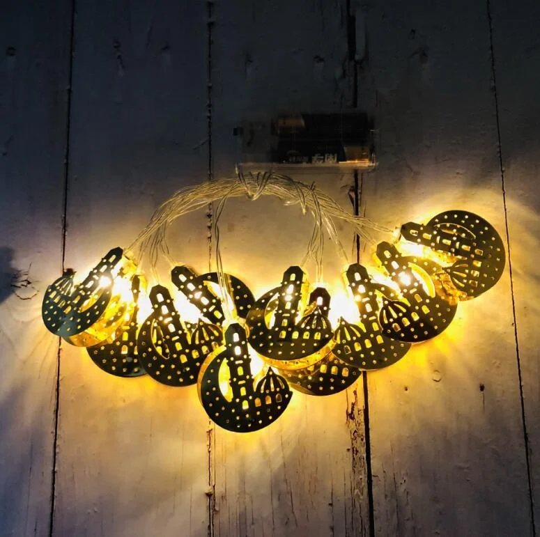 Ramadan lighting Festival Decoration Pendant Muslim Eid al-Fitr iron House Castle Light For Islamic Decorations Party Decoration