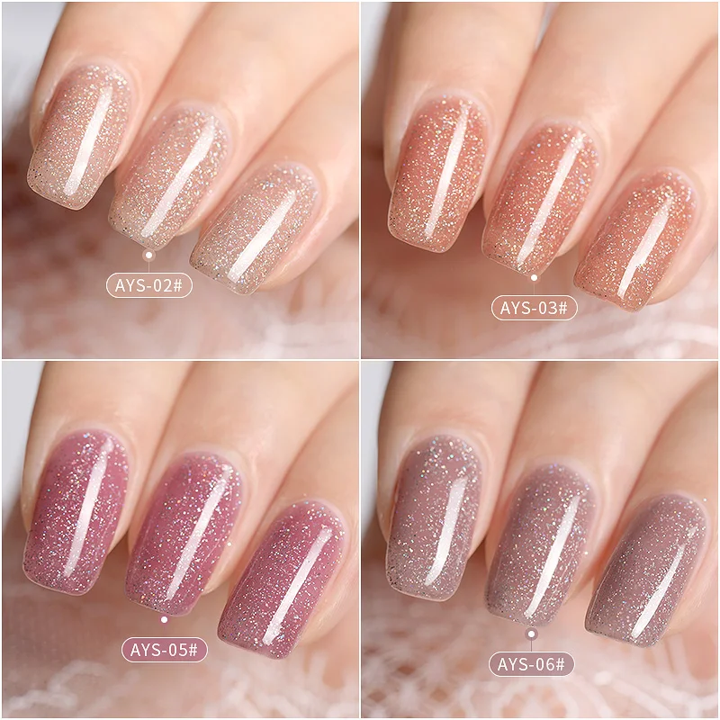 AS 2024 Wholesale new Semipermanent 15ml/bottle Gel Polish Nails UV Varnish Glitter Glass Nail Art Polish For Manicure