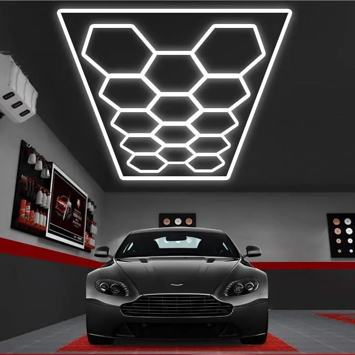 customizable garage hex hexagonal led lights ac110v 252w honeycomb led car detailing ceiling light