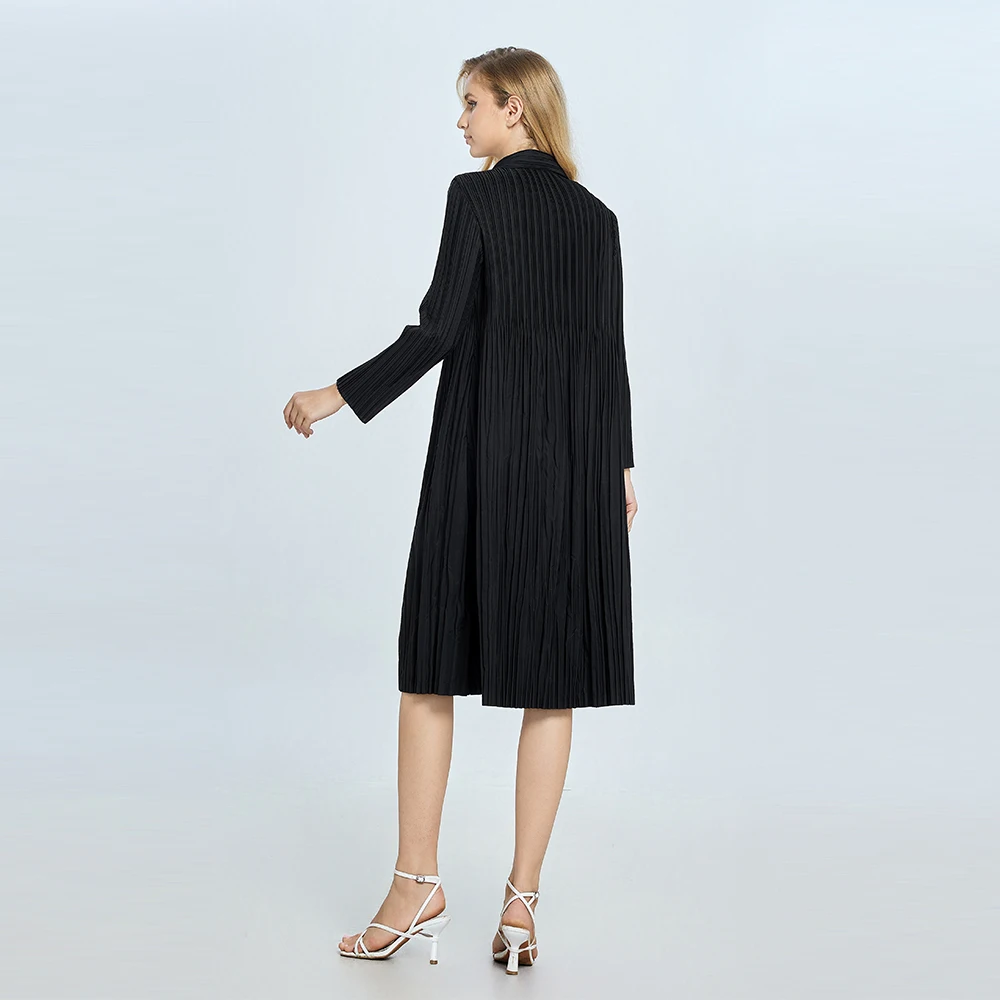 2024 new pleated skirt Ladies polyester fabric loose casual skirt Long sleeves elegant ladies skirt with belt pleated dress