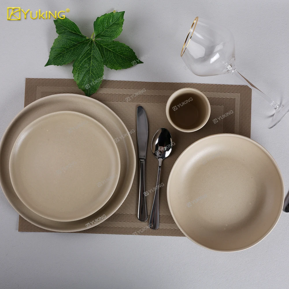 Wholesale price 16 pieces reactive glazed ceramic dinnerware set color glazing ceramic kitchen wares