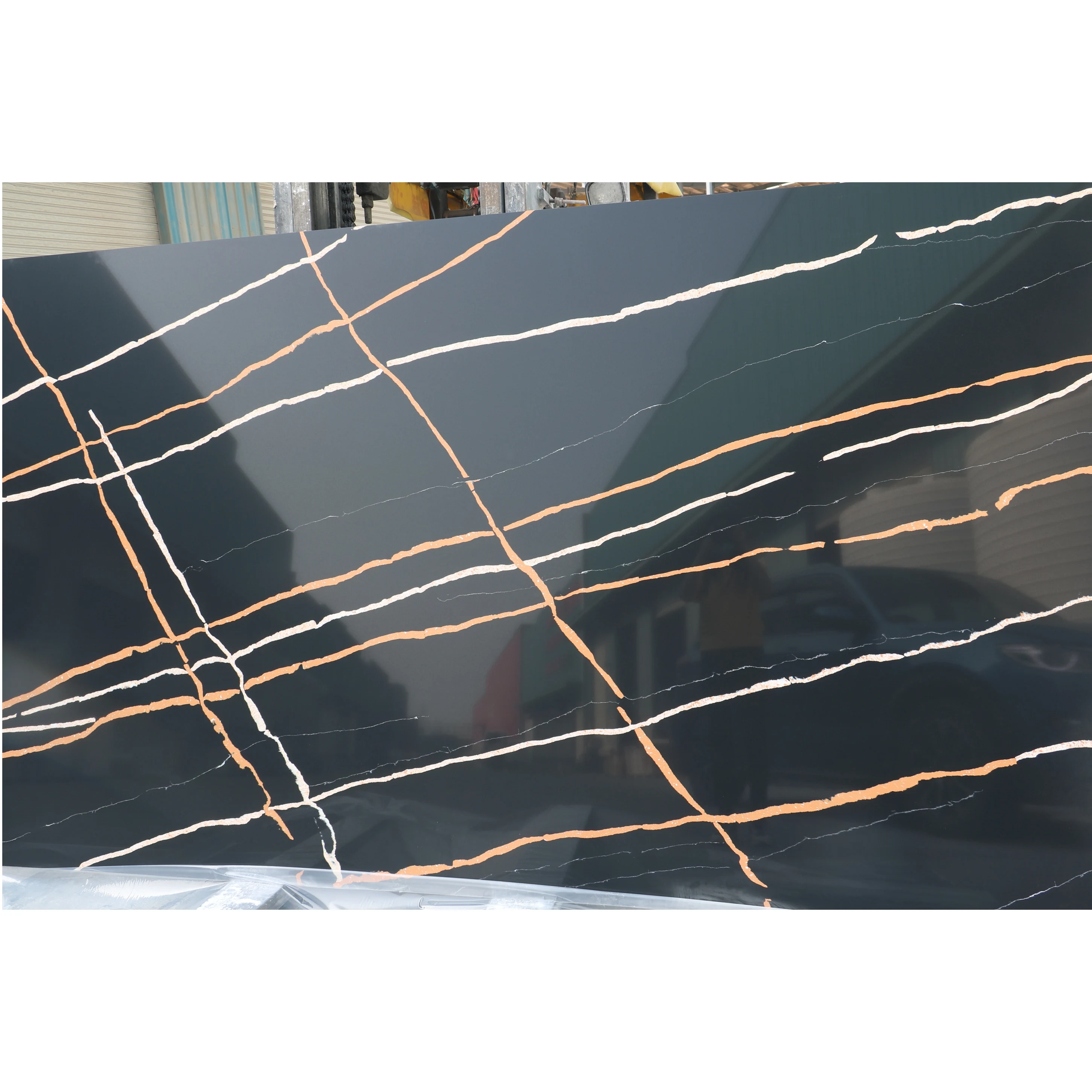 Factory Polished Calacatta Quartz Stone Vein Calacatta Quartz Countertops Slabs White Big Slab