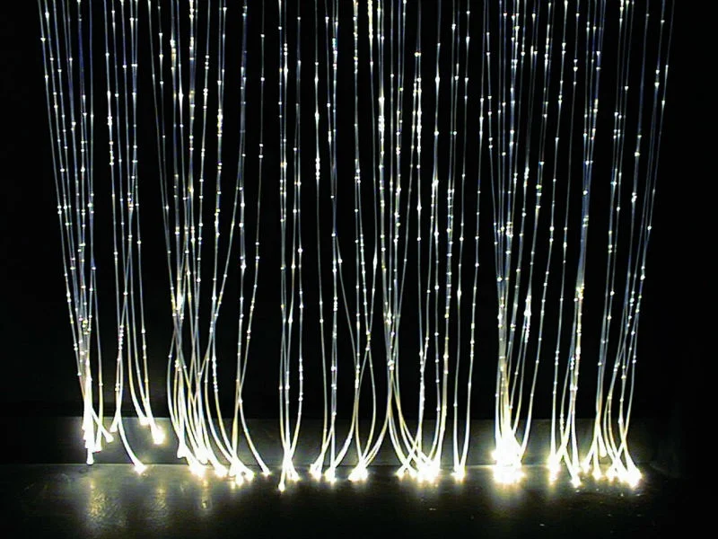 0.75mm PMMA side glow sparkle spot lighting optical fiber with clear sheath for waterfall curtain