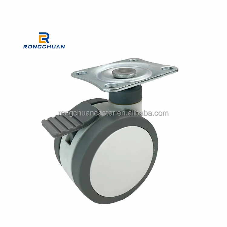 75mm Lockable Medical Swivel Caster with Double TPR Wheel for Pediatric Bed