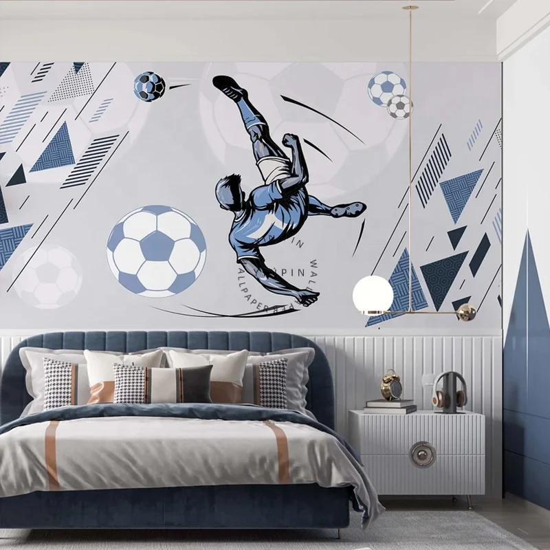 Football wall papers decor wallpaper wall  boy room 3d
