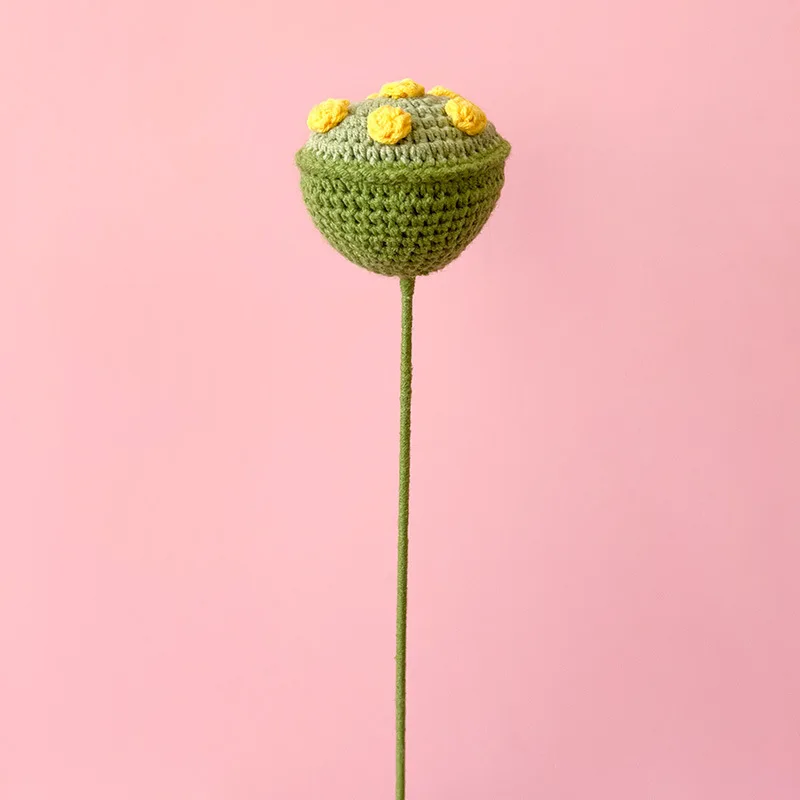 Crochet Lotus Flower Arrangement Desktop Art Ornaments Party Home Decoration Wool Knitting Eternal Flower