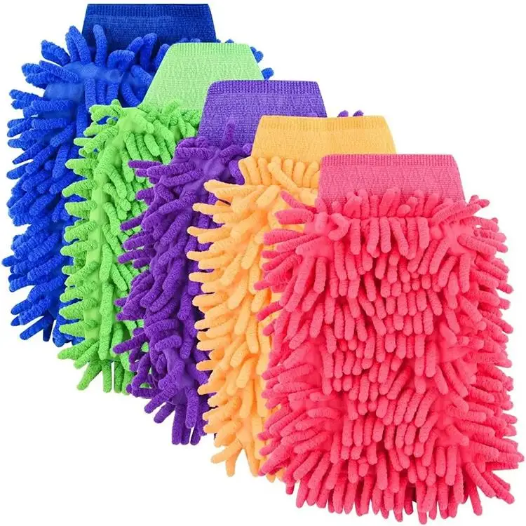 Car Wash Mitt Chenille Microfiber Wash gloves Ultra Absorbent Microfiber gloves for Car Detailing cleaning