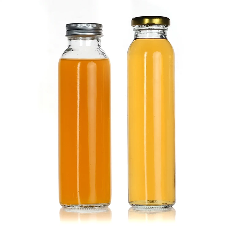 Wholesale 250ml 350ml 500ml Round Long Neck Glass Bottle With Metal Lid for Fresh Cows Milk Yogurt Juice