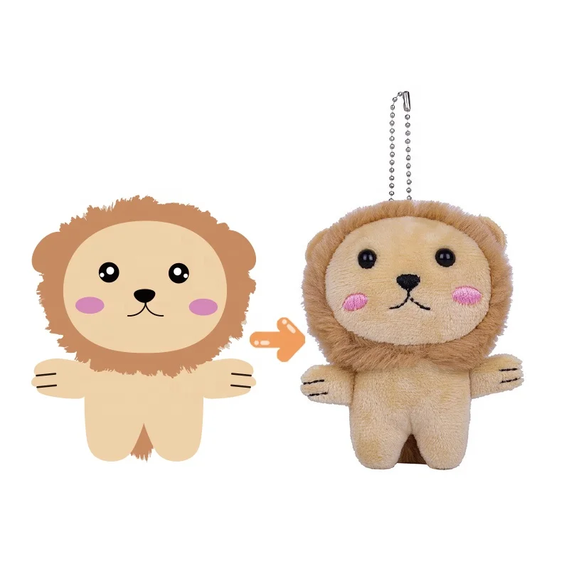 custom Fluffy Cute 3D Cartoon Furry Animal Design Soft Warm  Fun Mini  key chaine plush keychain custom lion soft keychain toy
