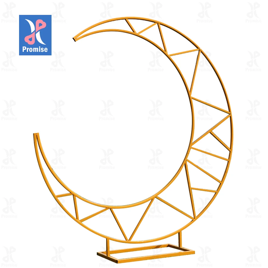 Promise Hot sale hollow out moon shape wedding metal backdrop arch for wedding stage decoration