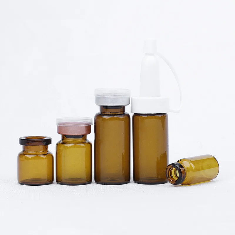 Wholesale 5ml 10ml amber glass vials with septa screw cap lyophilized powder bottle glass vial rubber stopper