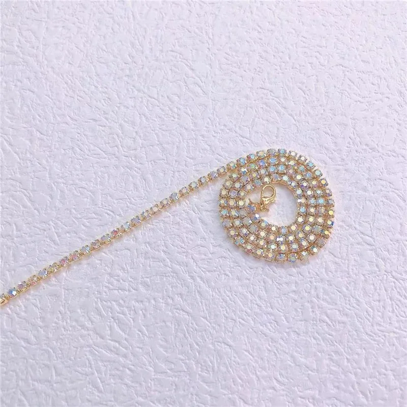 100cm Trendy Braid Hair Chain Y2K Tiara Accessories Hip Hop Shiny Rhinestone Hair Accessories For Dreadlocks