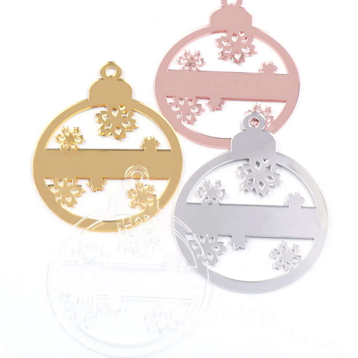 127mm Christmas Bauble Holiday Tree Decorations Family Gifts Mirror Snowflakes Acrylic Tags Christmas Tree Ornament