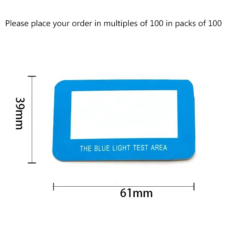  Custom Blue Light Blocker Ray Proof Test Card for Optical