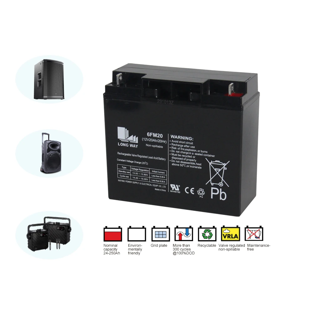 Long Service Life 12V20ah Gel Universal 6FM20 Agm Maintenance Free VRLA Lead Acid Battery