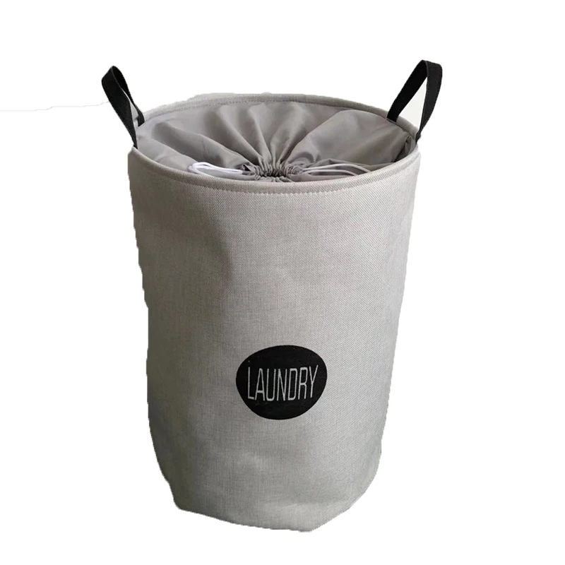 Folding Waterproof Fabric Cotton Canvas Laundry Baskets With Handle For Dirty Clothes Sundries