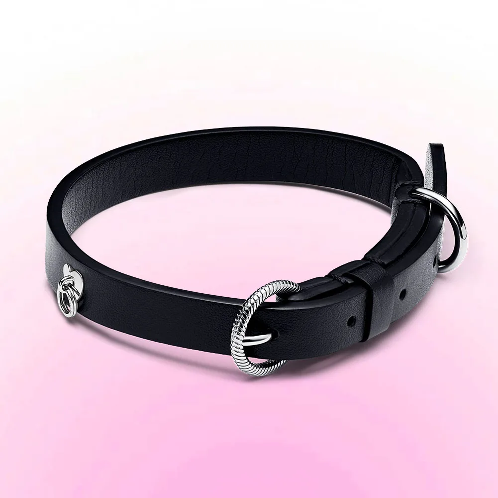 Stainless steel DORA pinky black pet collar Cat paw print Dog paw print pendants Heart shaped bone shaped pet pendants
