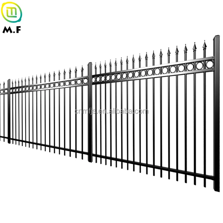 Wholesale 6ftx8ft garden black metal fences anti rust galvanized steel fence prices
