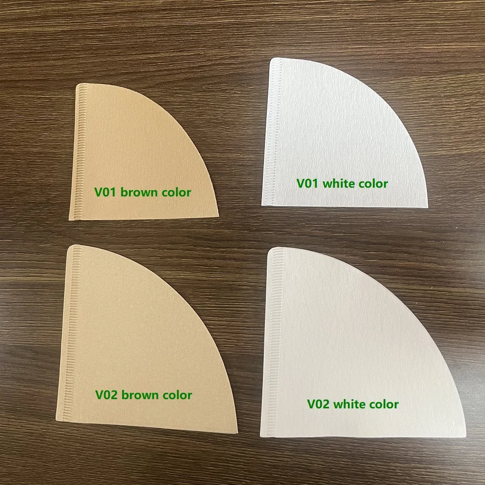 100PCS Paper Dripper Cones 1 to 4 Cups Size 02 Coffee Filter Paper