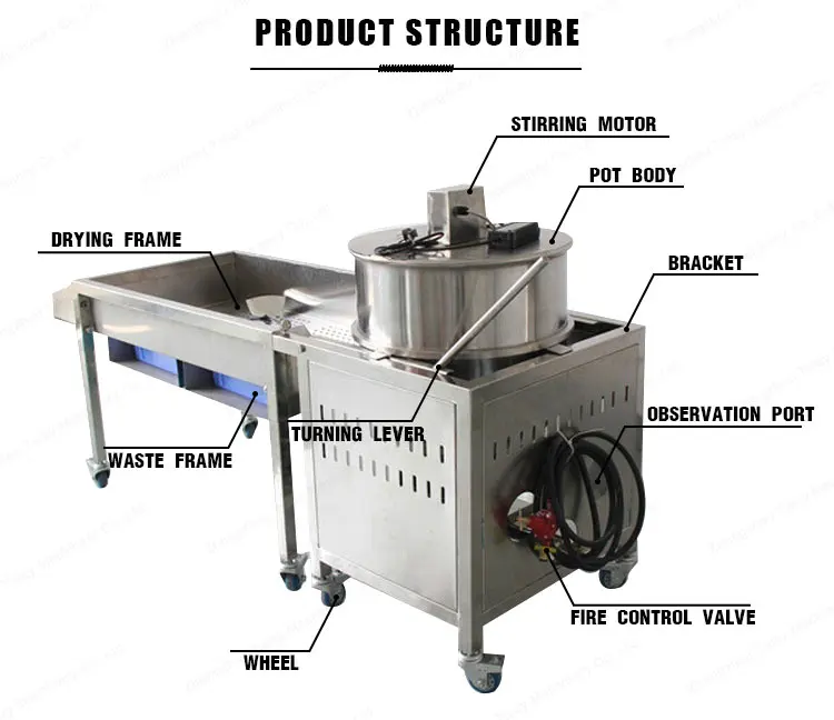 Commercial Fully Automatic Popcorn Maker Popcorn Making Machine Gas heating electric stirring machine