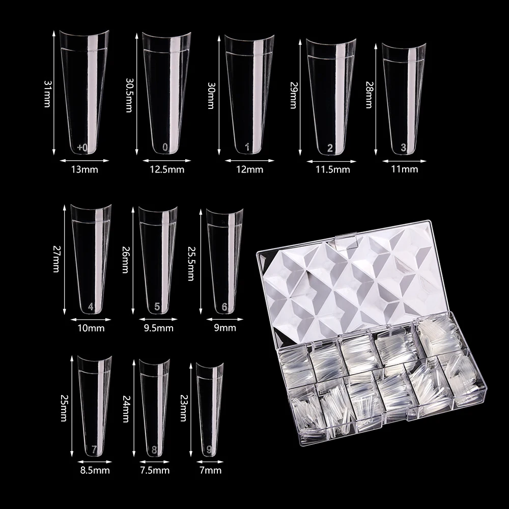 2022 Wholesale 550pcs Long Artificial false Nails Tips Coffin Shaped Packaging Box for Nail Art Stilleto Manicure Tool