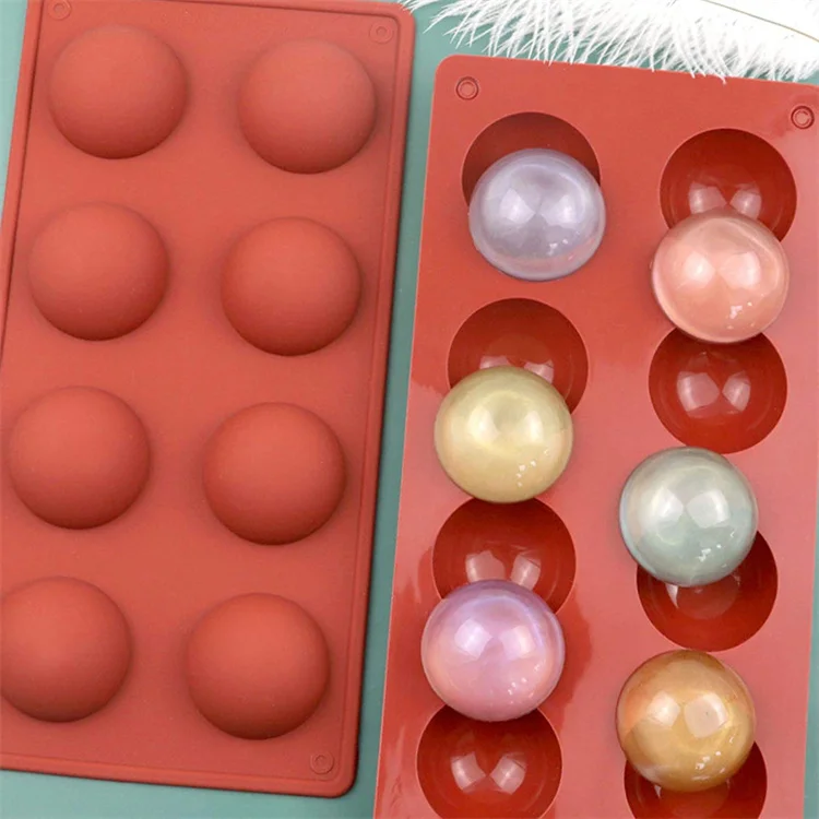 OEM Bulk Bakeware 8 Trays Mini Semi Half Sphere Shape Food Grade Silicone Cake Baking Molds for Chocolate Candy and Gummy Cake