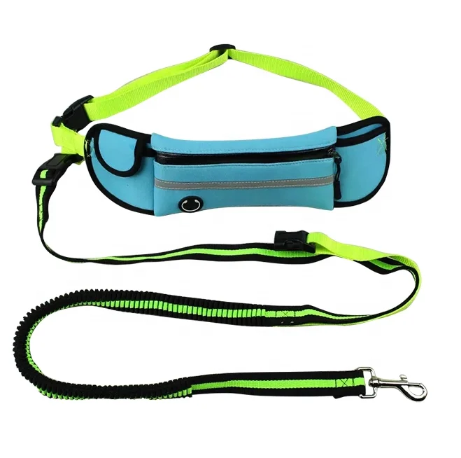 budgee Waterproof elastic with pocket nylon rope hands free adjustable retractable dog  leash