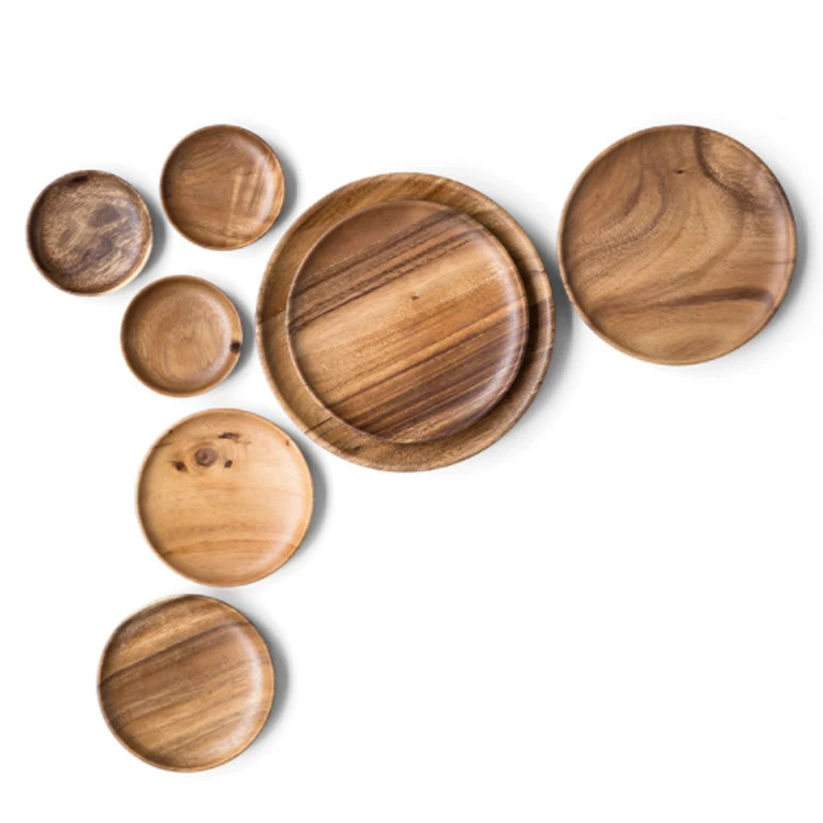 Big Serving Tray Decoration Rustic Round Shape Wooden