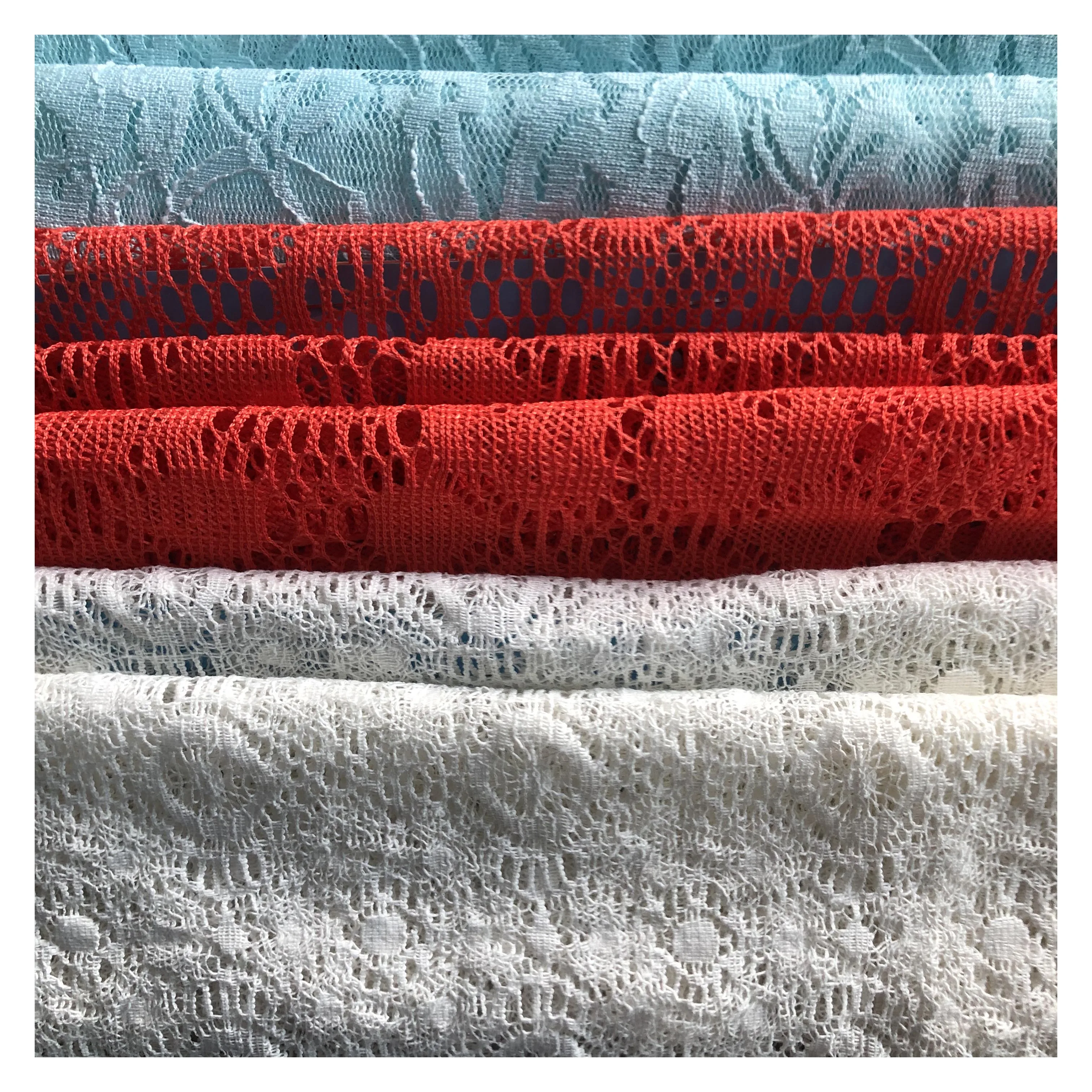 
100% polyester knitted high quality fancy wedding lace fabric 