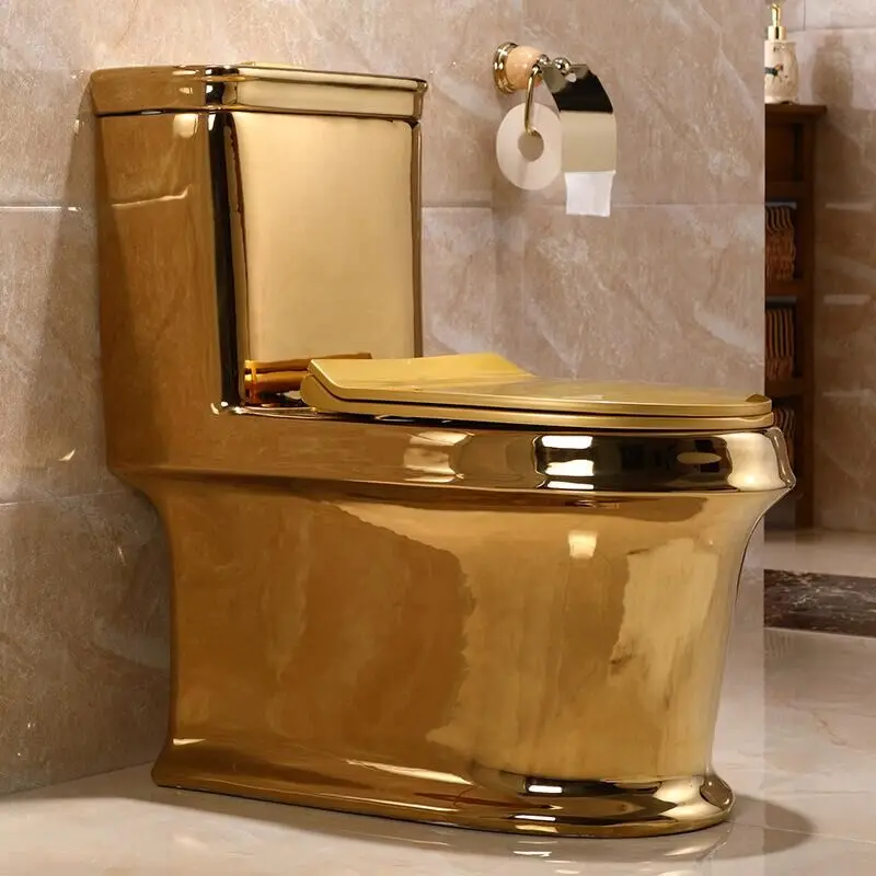 KD-15GPA Best Selling Gold Plated Bathroom Ware Ceramic Washdown or Siphonic One-piece Toilet USA Popular Sanitary Ware