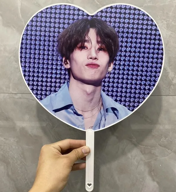 Custom kpop Double printed side Big size plastic transparent Circular Picket kpop hand fan for Idol Collectable
