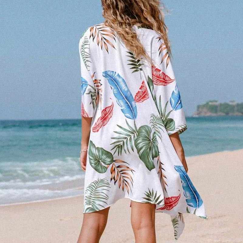 2022 Custom OEM ODM Floral 3/4 Sleeve Mid Length Kimono blouse wholesale woman casual clothing elegant