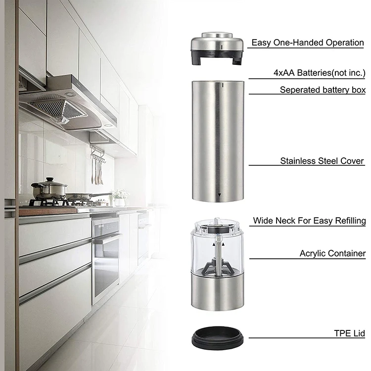 Manufacturer Direct Premium Electric Salt and Pepper Mills Set Pepper Grinder Mill