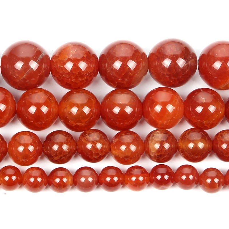 4 6 8 10 12mm Natural Stone Carnelian Round Beads Red Agate Loose Beads For Jewelry Making DIY Bracelet Necklace Accessories