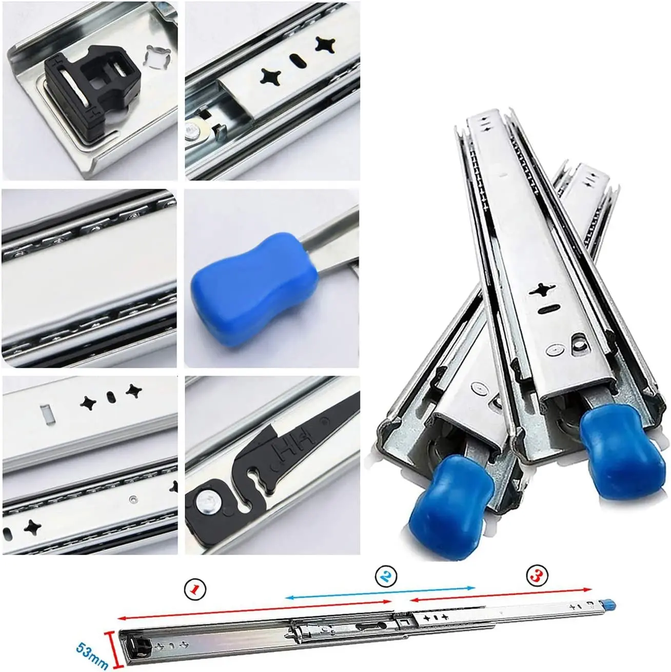 120kg 700mm ball bearing 3 folding drawer slide heavy duty