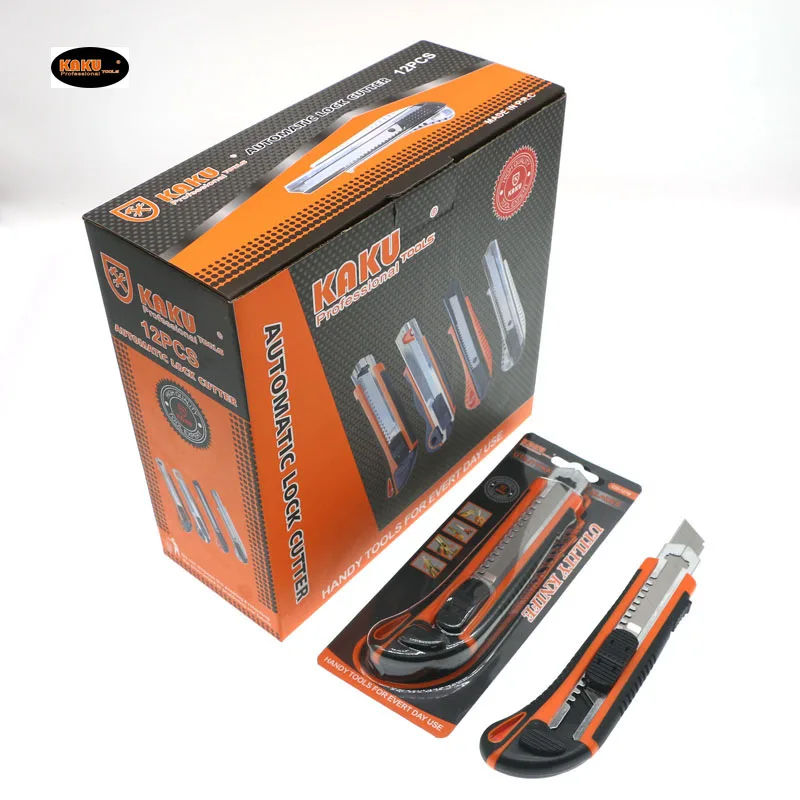 KAKU Wholesale High Quality Art Knife 18mm Alloy Auto Retractable Safety Cutter Utility Knife