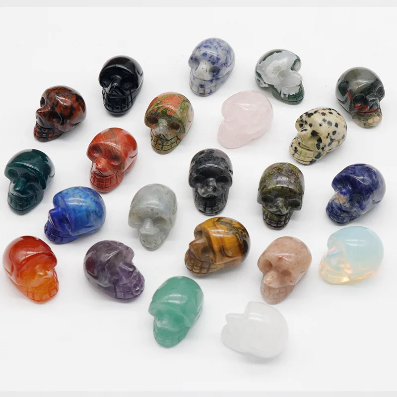 Bulk Wholesale Natural Crystal Handcrafts Mini Crystal Carvings Mini Crystal Gemstone skulls For People Gift